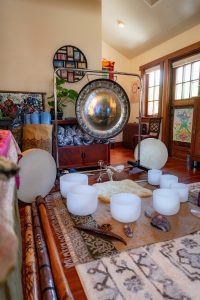 Sound Healing Sound Bath Sound Session Mendocino Santosha Gong Didgeridoo Crystal Singing Bowls Chakras tuning forks ocean drum Koshi chimes relax balance