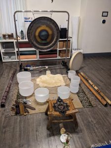 Sound Healing Sound Bath Sound Session Mendocino Santosha Gong Didgeridoo Crystal Singing Bowls Chakras tuning forks ocean drum Koshi chimes relax balance