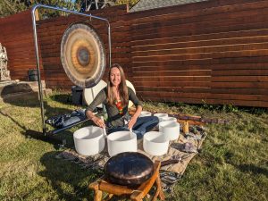 Sound Healing Sound Bath Sound Session Mendocino Santosha Gong Didgeridoo Crystal Singing Bowls Chakras tuning forks ocean drum Koshi chimes relax balance